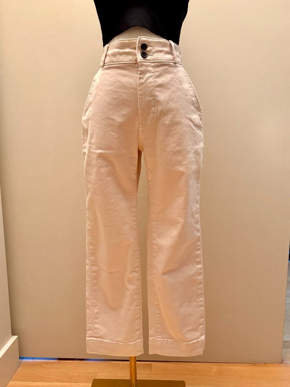 Everlane Cream High-Rise Straight Leg Pants